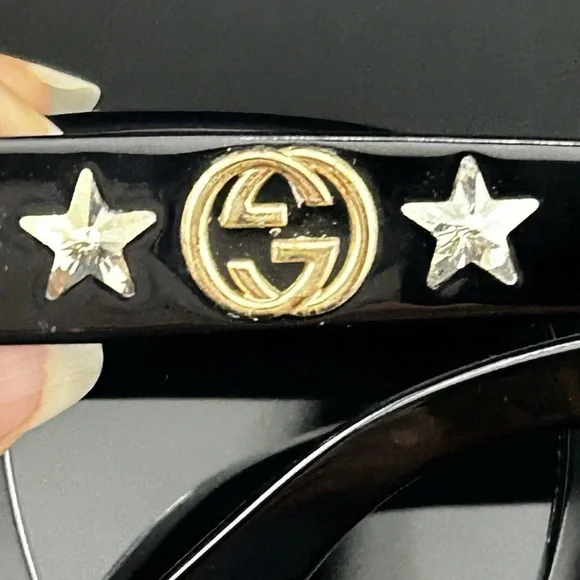 GUCCI GG0208S Round Frame Star Grey Gradient Black Sunglasses - Picture 7 of 16